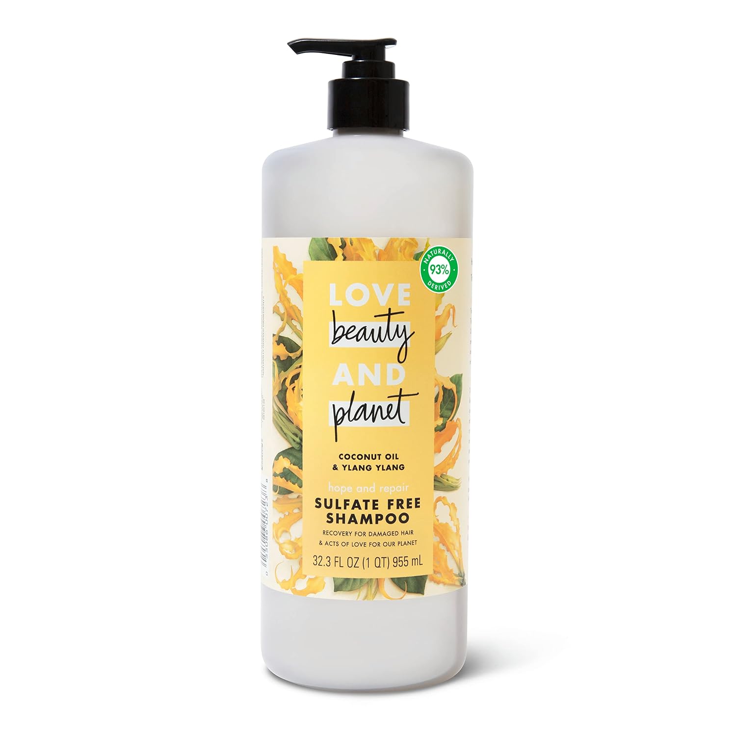 Love Beauty and Planet Hope and Hair Repair Sulfate- Free Shampoo Coconut Oil & Ylang Ylang for Split Ends and Dry Hair Hair Repair, Damaged Hair Treatment 32.3 oz