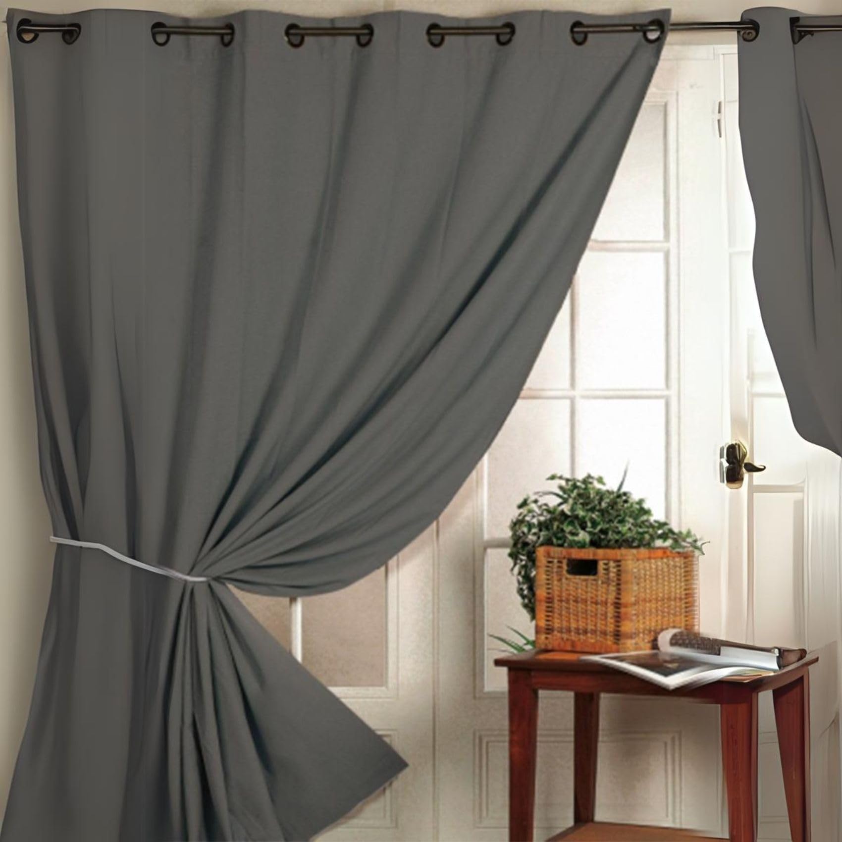 HomeMaison Blackout Curtain 100% Fireproof M1 No Lamp, Polyester, grey, 180x140 cm