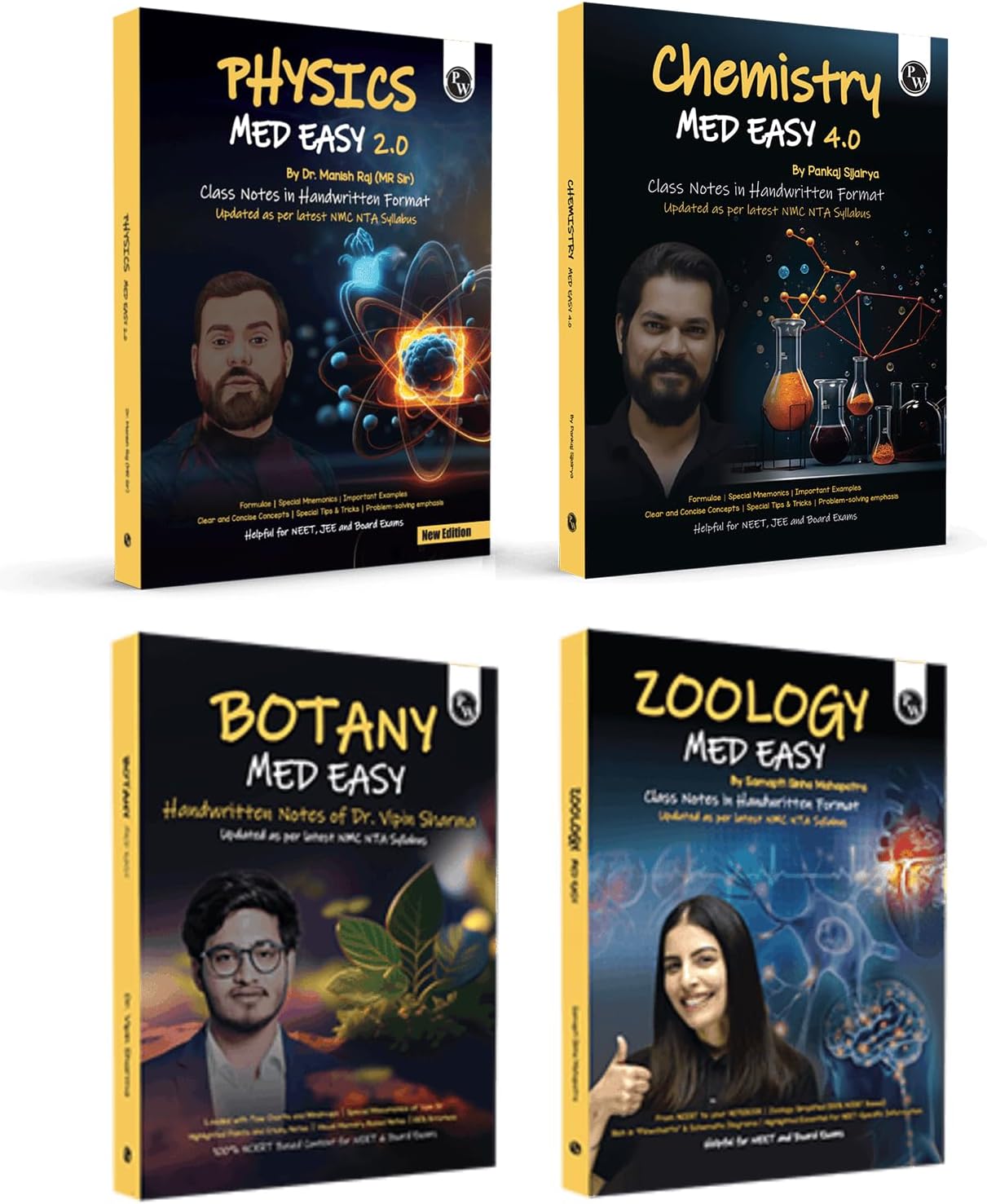 PW Chemistry, Physics, Botany and Zoology Med Easy Handwritten Notes Combo set of 4 Books | Notes, Formulas, Tips & Tricks for NEET/JEE & Board Exams [Paperback] PW