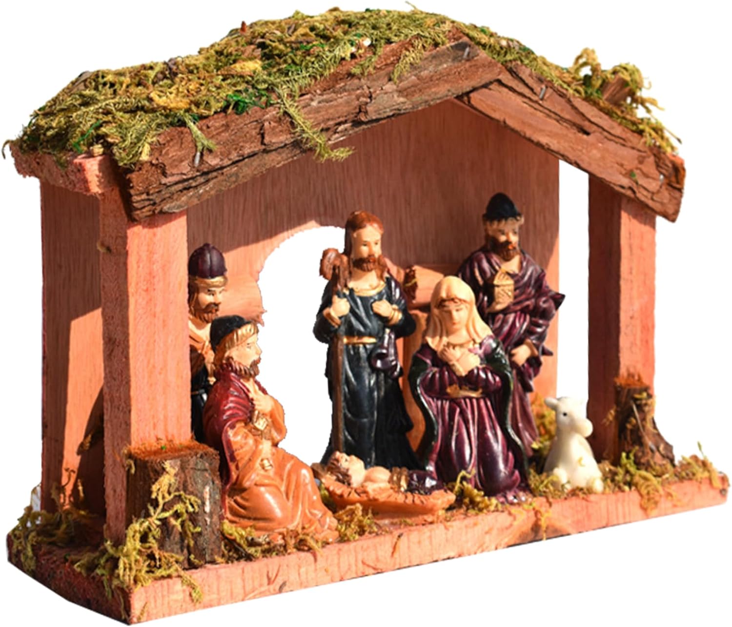 Nativity Set Resin Nativity Scene with Figures and Stable Traditional Jesus Birth Set Vivid Scene Christmas Decoration for Christmas Home Decor Halloween Decorations