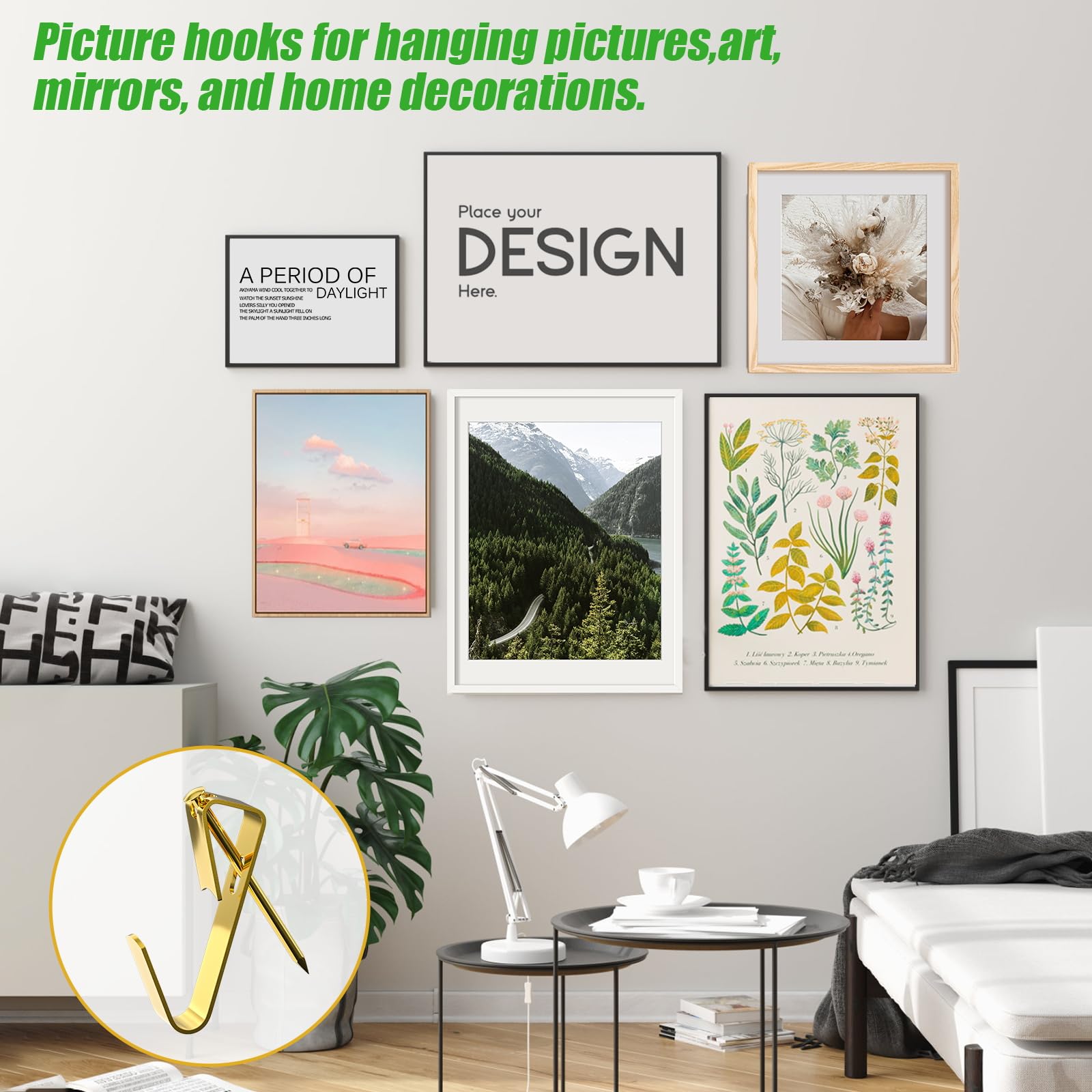 Picture Hanging Kit - Hooks & Nails for Walls -3