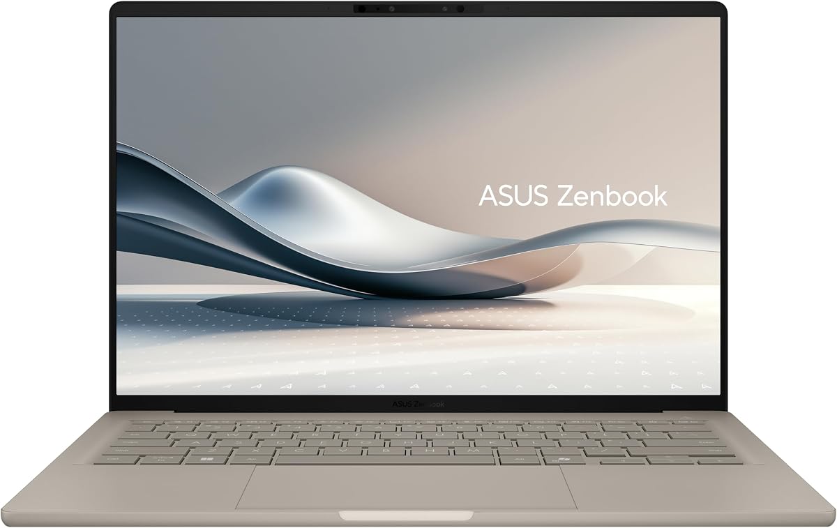 Zenbook A14; Copilot+ PC, Ultrathin Laptop, 14” WUXGA OLED, Snapdragon® X Processor, 16 GB Memory, 512GB SSD, Wi-Fi 6E, Zabriskie Beige, UX3407QA-DS52-CB
