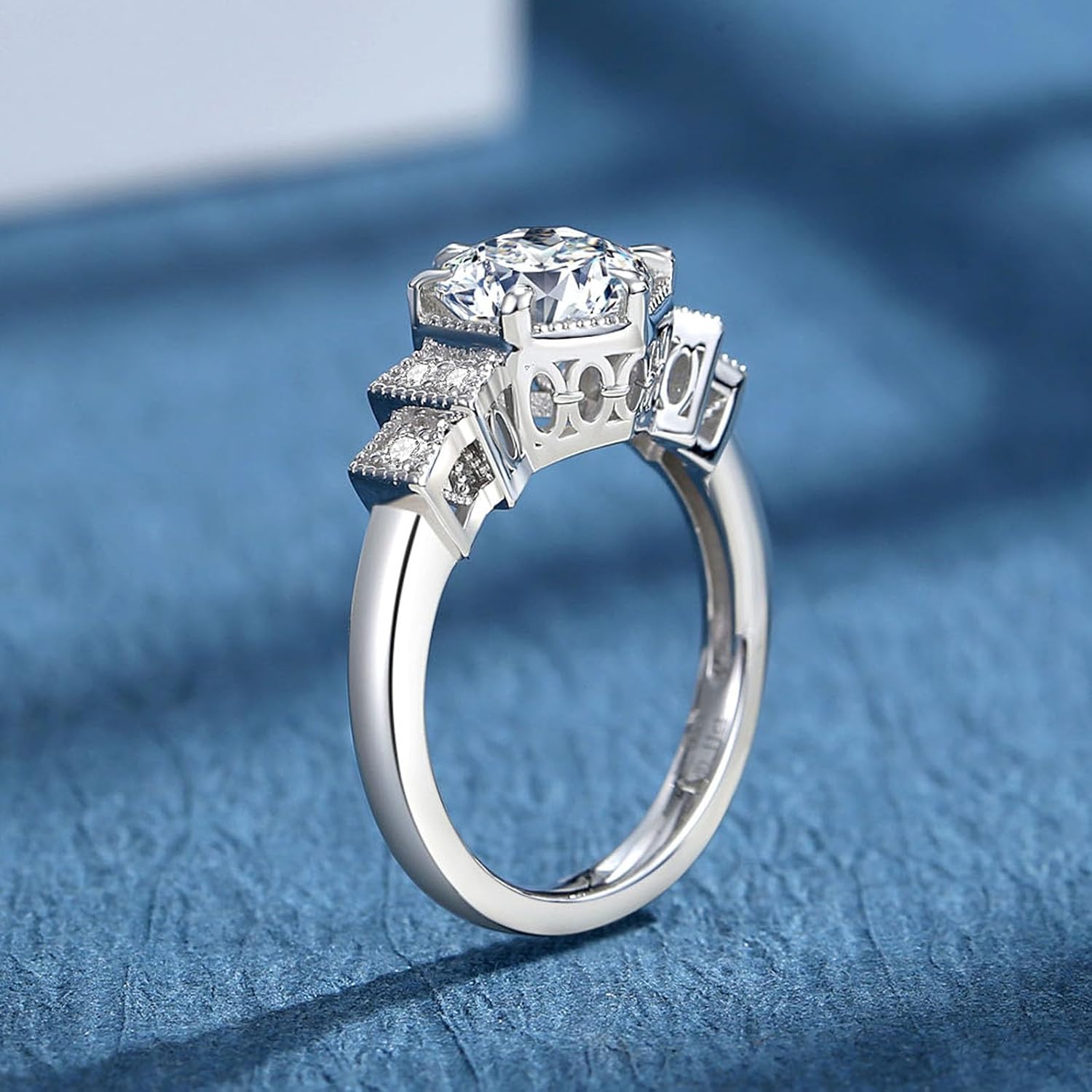 Moissanite Rings for Women D Color VVS1 Moissanite Engagement Ring S925 Sterling Silver Promise Wedding Rings for Women - Image 3