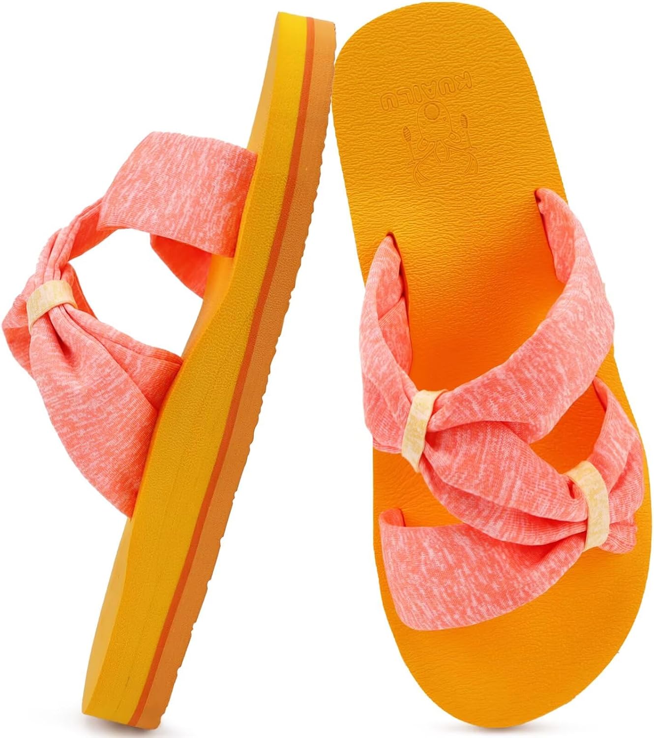 KuaiLu Womens Dressy Bow Sandals Arch Support Yoga Foam Cushion Comfortable Walking Slides Open Toe Summer Beach Indoor Outdoor Slippers