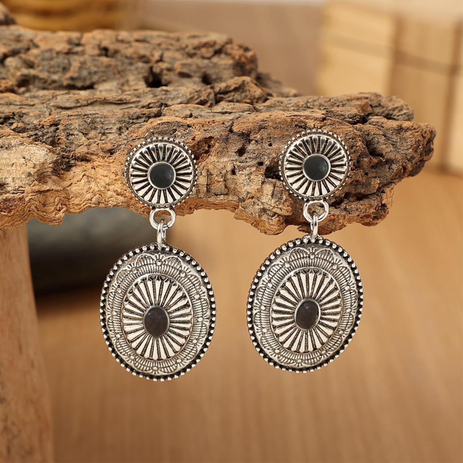Western Earrings Outfit for Women Oval Silver Earrings Dangle Turquoise Western Jewelry Country Concert Outfits for Women Dress Cowboy Chic Rodeo Outfit Shirts Dress Accessories - Image 4