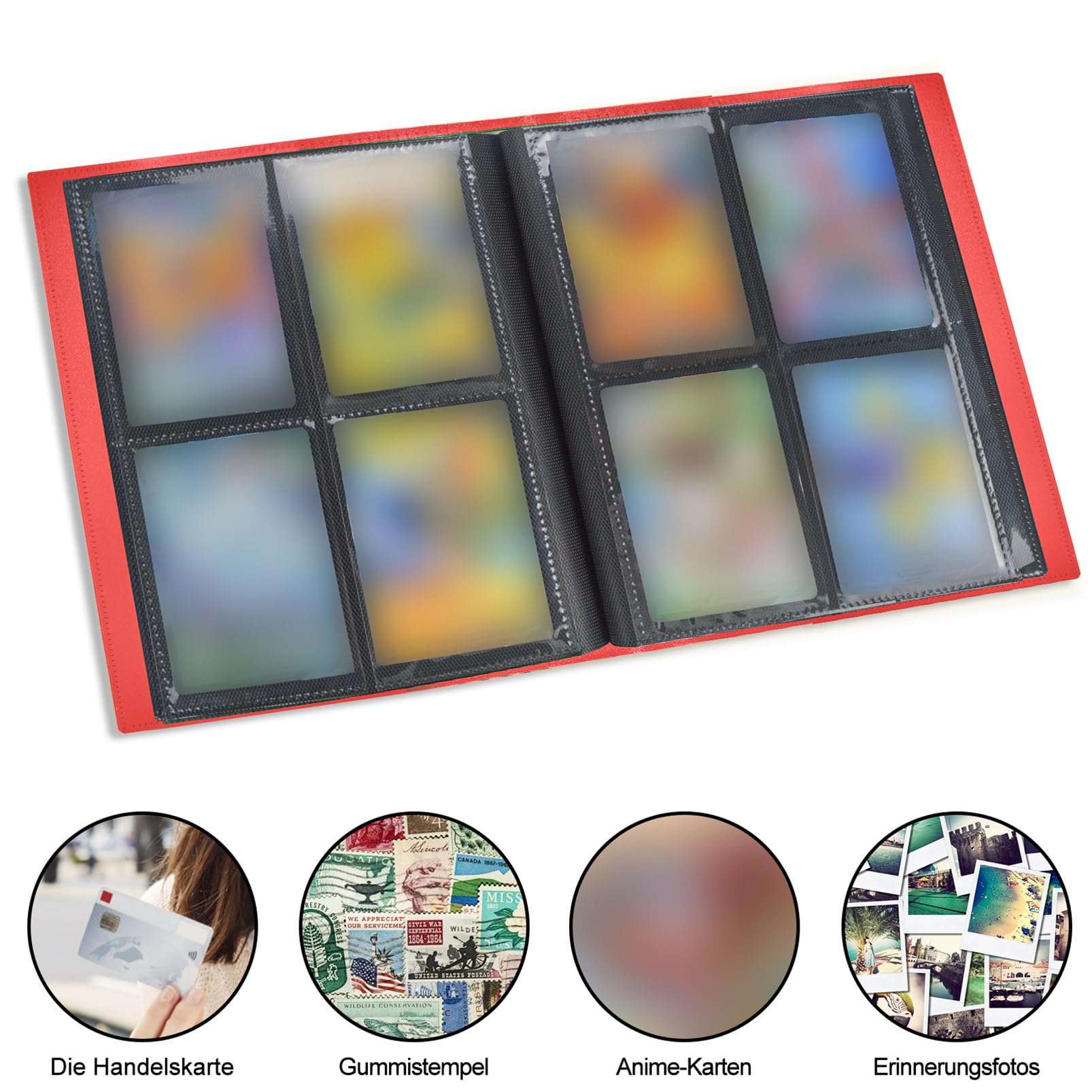 Karty Kolekcjonerskie Album - Z160 Kieszenie 20 Pages Pro 4 kieszenie z wodoodporną niebieską okładką książki Idealne do zbierania kart dla MTG Magic, do Match Atta (czerwony)