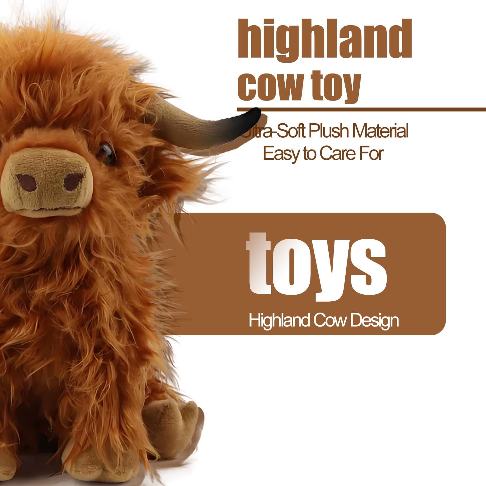 Brown Highland Cow Teddy Plush Teddy, plush Stuffed Doll - Image 4