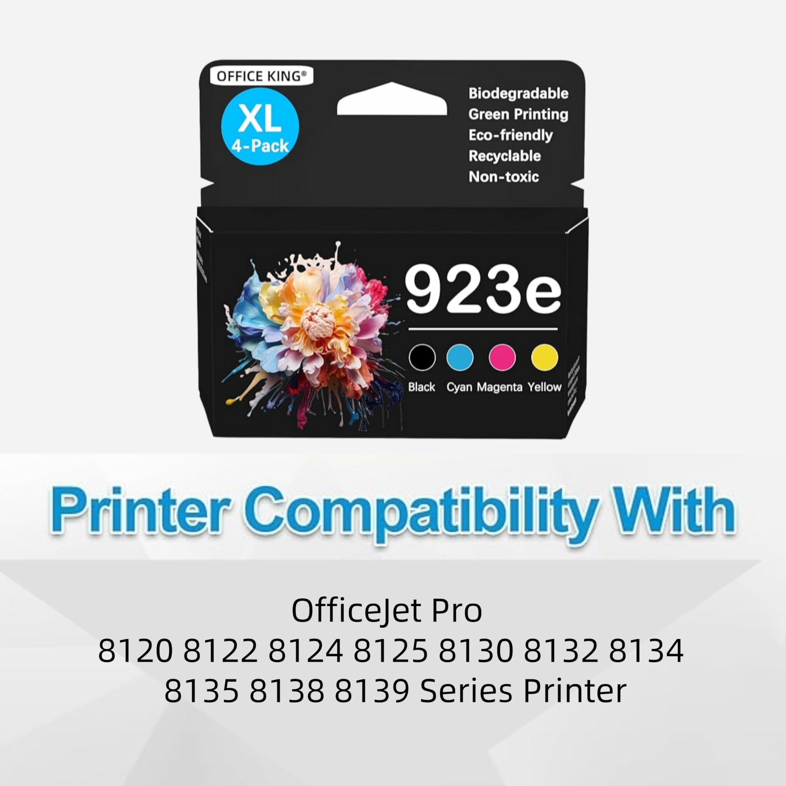 Photo 1 of 923XL 923e Ink Cartridges Combo Pack Replacement for HP 923XL 923e Ink Cartridges for HP OfficeJet Pro 8135e 8130e 8139e 8138e 8122e 8120e 8124e 8125e 8130e 8132e 8134e Printer(with Chip)