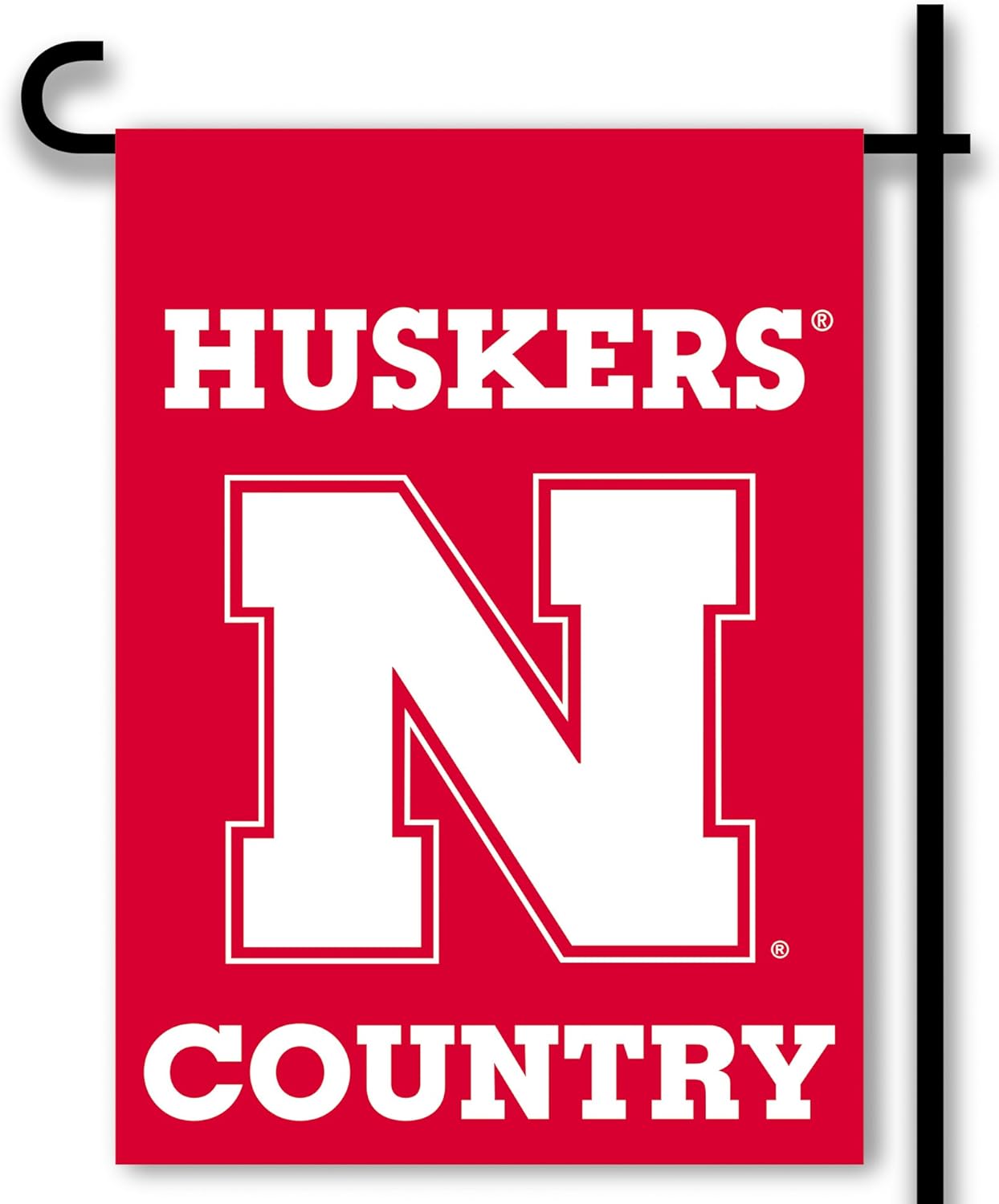 BSI PRODUCTS, INC. - Nebraska Cornhuskers 2-Sided Country Garden Flag and Plastic Pole with Suction Cups - UNL Football Pride - Durable for Indoor and Outdoor Use - Great Gift Idea - Country