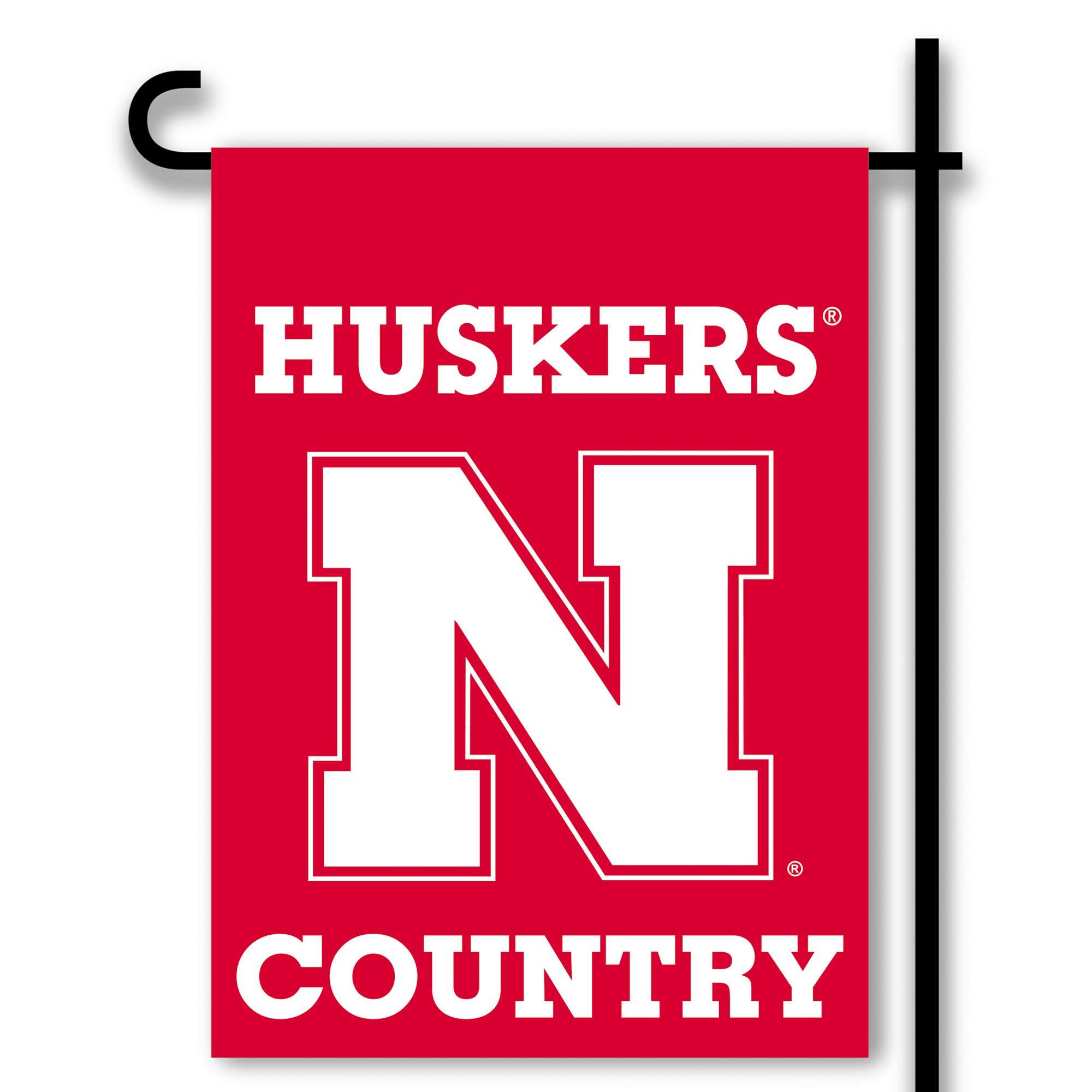 BSIPRODUCTS, INC. - Nebraska Cornhuskers 2-Sided Country Garden Flag and Plastic Pole with Suction Cups - UNL Football Pride - Durable for Indoor and Outdoor Use - Great Gift Idea - Country