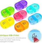 AUVON Organisateur de pilules 2 Times a Day, Cas de pilule de voyage, Boîte à pilules Protable avec 7 Conteneur de poche quotidien pour contenir de la vitamine, de la médecine, des médicaments et des suppléments