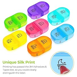 AUVON Pill Box 2 Times a Day, Weekly Pill Organizer AM PM with 7 Daily Pocket Case to Hold Vitamin, Medicine, Medication, and Supplement