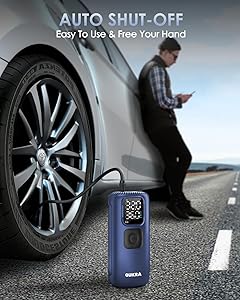 QUIKRA T22 Tire Inflator Protable Air Compressor, 3 Faster 160PSI Air Pump, Auto Cordless Tire Pump, Smart Air Compressor with LED Light and Digital Display for Car Pickup Truck Bike and More, Blue