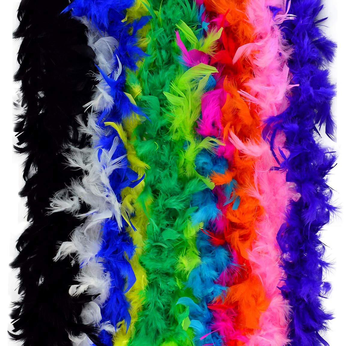 obmwang 12pcs Assorted Colors Feather Boas, Women Girls Dress up Boa, Mardi Gras Boa Costume Party Accessory