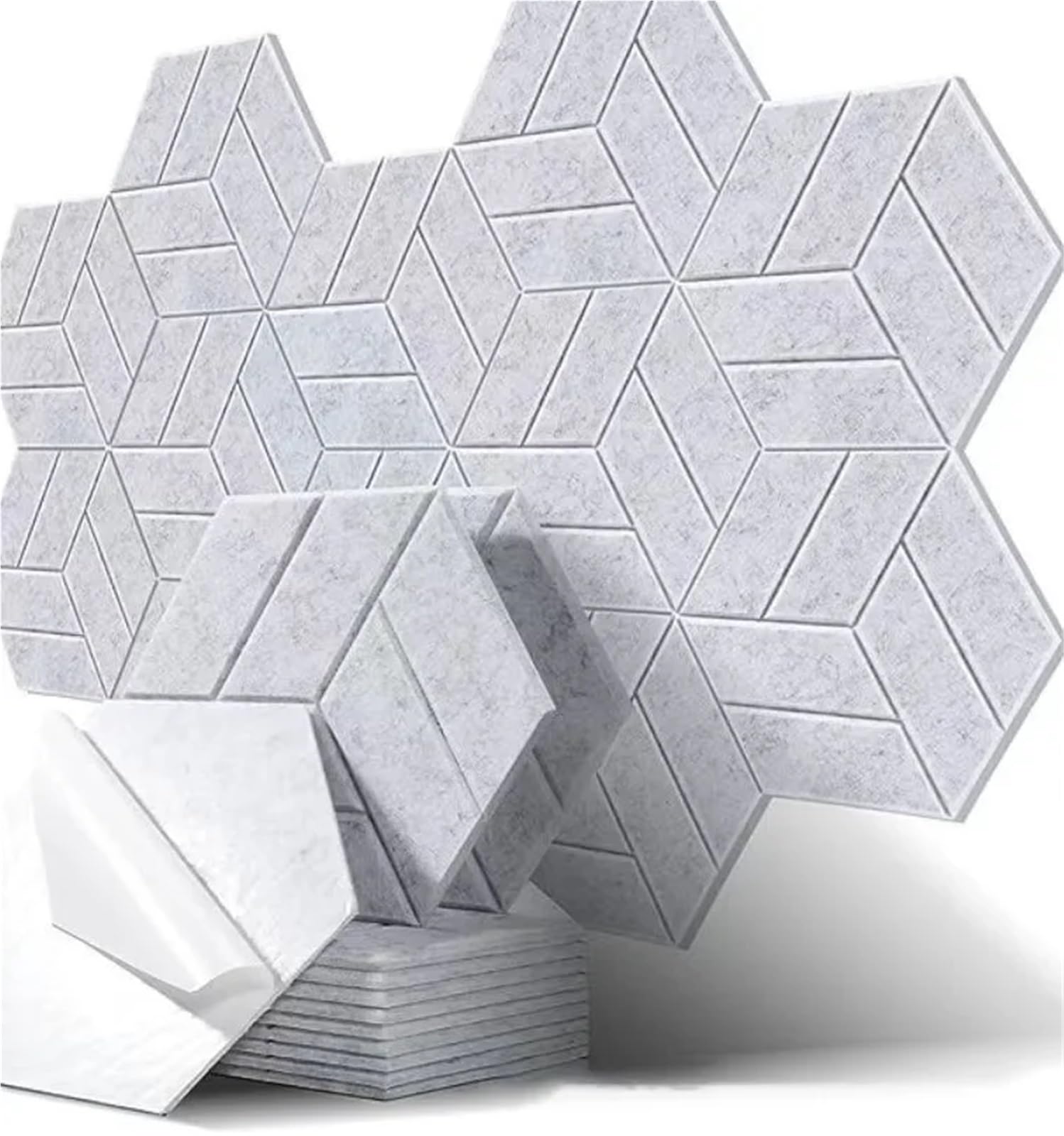 Adesivi murali in feltro fonoassorbenti autoadesivi for assorbire il rumore di fondo e decorare(Light gray,12 PCS)