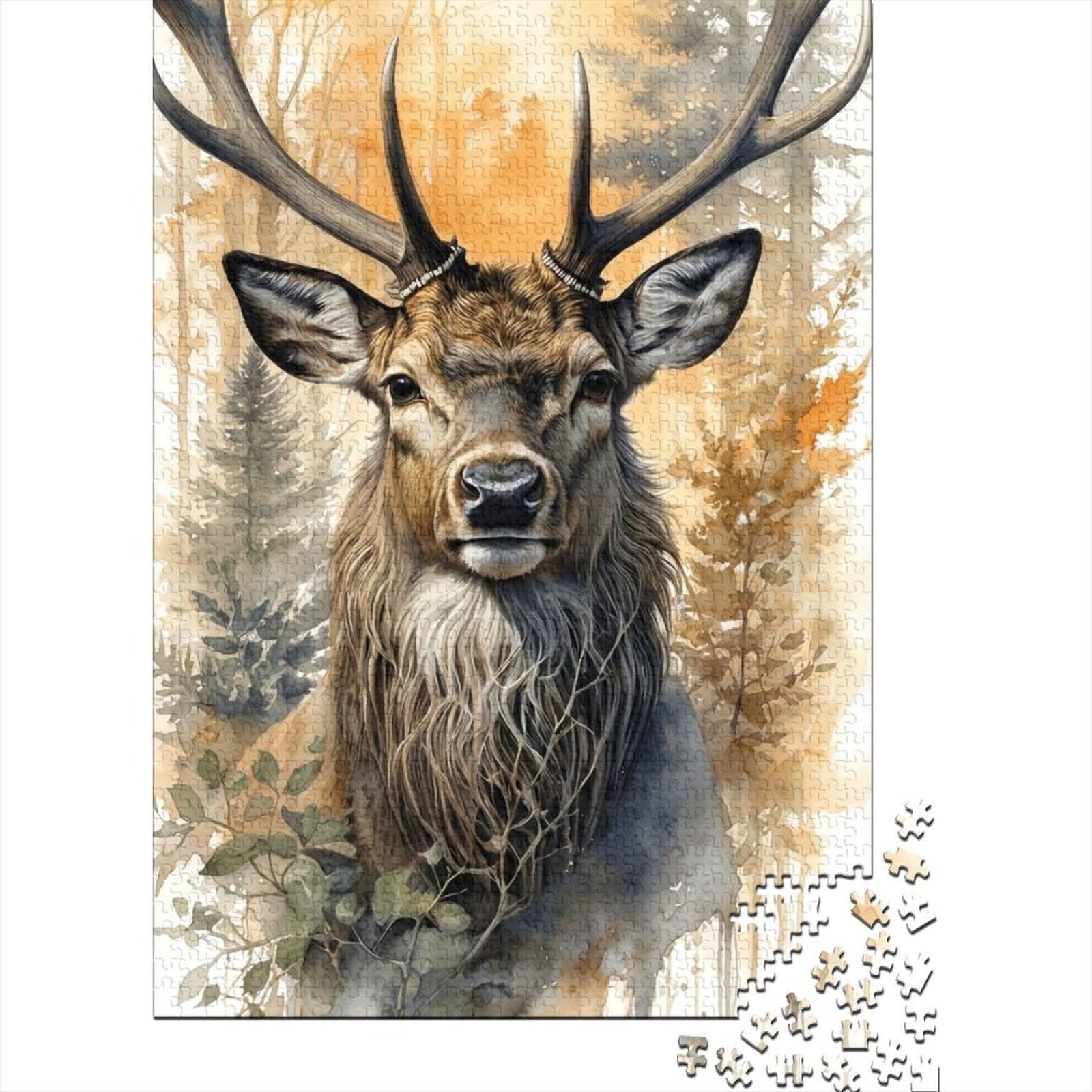 stag 1000pc jigsaw puzzle paper material for adults forest light brown shade wall art