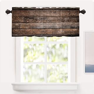 Shrahala Cenefas de cocina de color rústico de madera, media ventana, textura de madera vieja, cenefa de cocina, cenefa de cocina para ventana, color marrón, madera, cocina, 132 x 45 cm