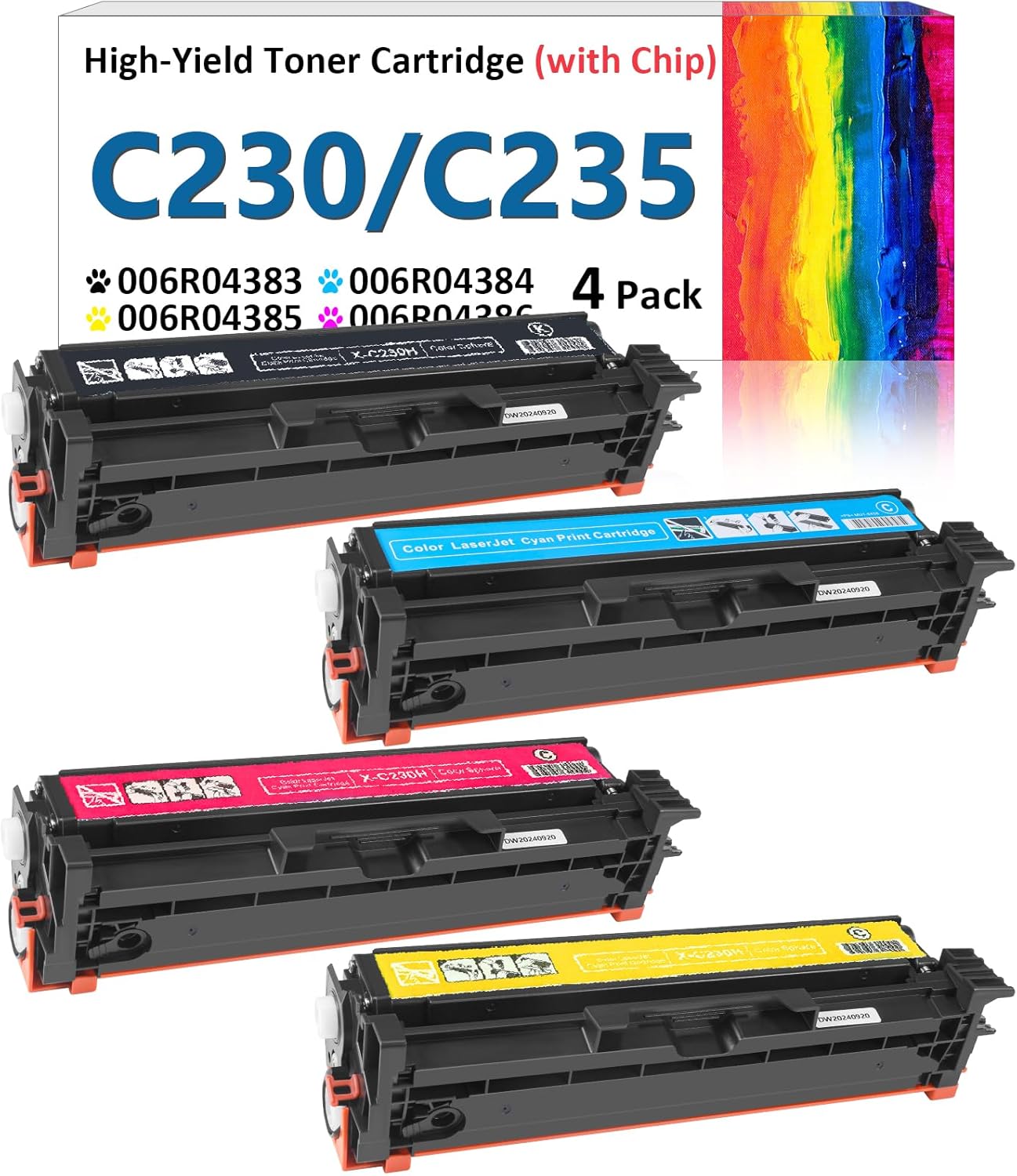 FLOATD C230 C235 Toner Cartridges Replacement With Chip For Xerox C230 C235 Color Multifunction Laser Printer, High Capacity 2000Pages,Yellow-S