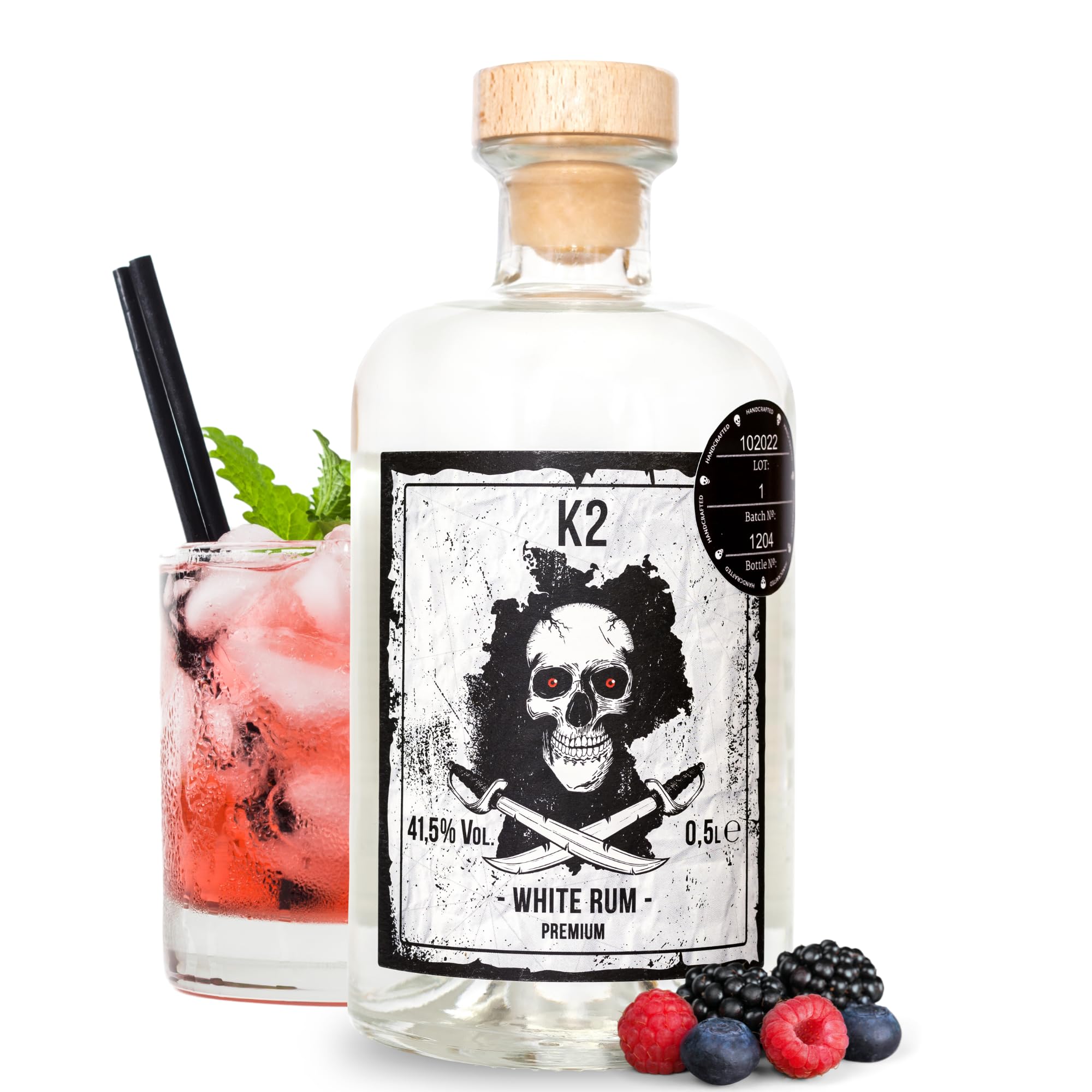 K2 Exquisiter Rum - 0,5L, 41,5% Vol - Deutsche Handwerkskunst trifft auf karibischen Flair - Kristallklar & Vielseitig (White Rum)