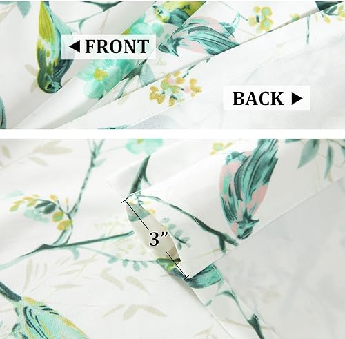 Miniatura 133 de VOGOL Cenefas con patrón de pájaros para ventanas de cocina, cenefa texturizada de lino con estampado floral y pájaros para ventanas pequeñas