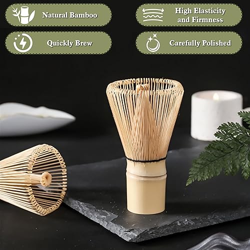 Miniatura 5 de Juego de 6 batidores de matcha, kit de herramientas de fabricación de matcha ceremonial japonés para batidor de bambú, cuchara de matcha, cuchara de