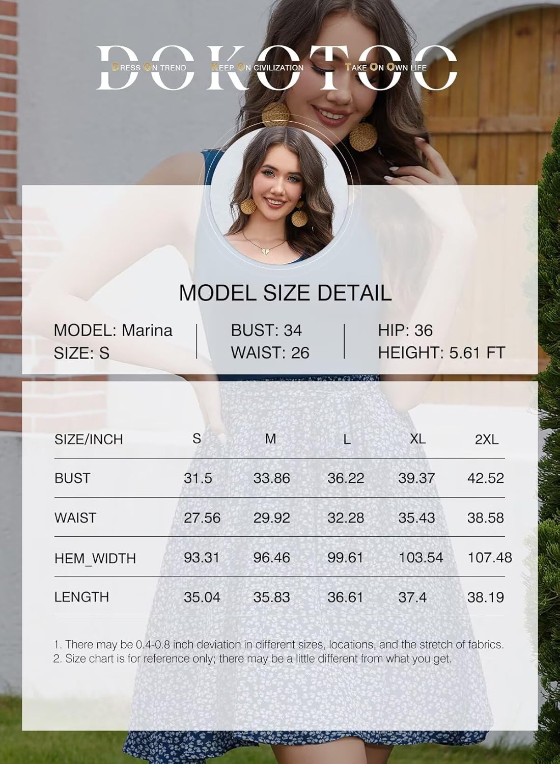 Dokotoo Summer Dresses for Women 2026 Casual Scoop Neck Sleeveless Floral Smocked Elastic Waist Mini Dress Sundress - Image 6