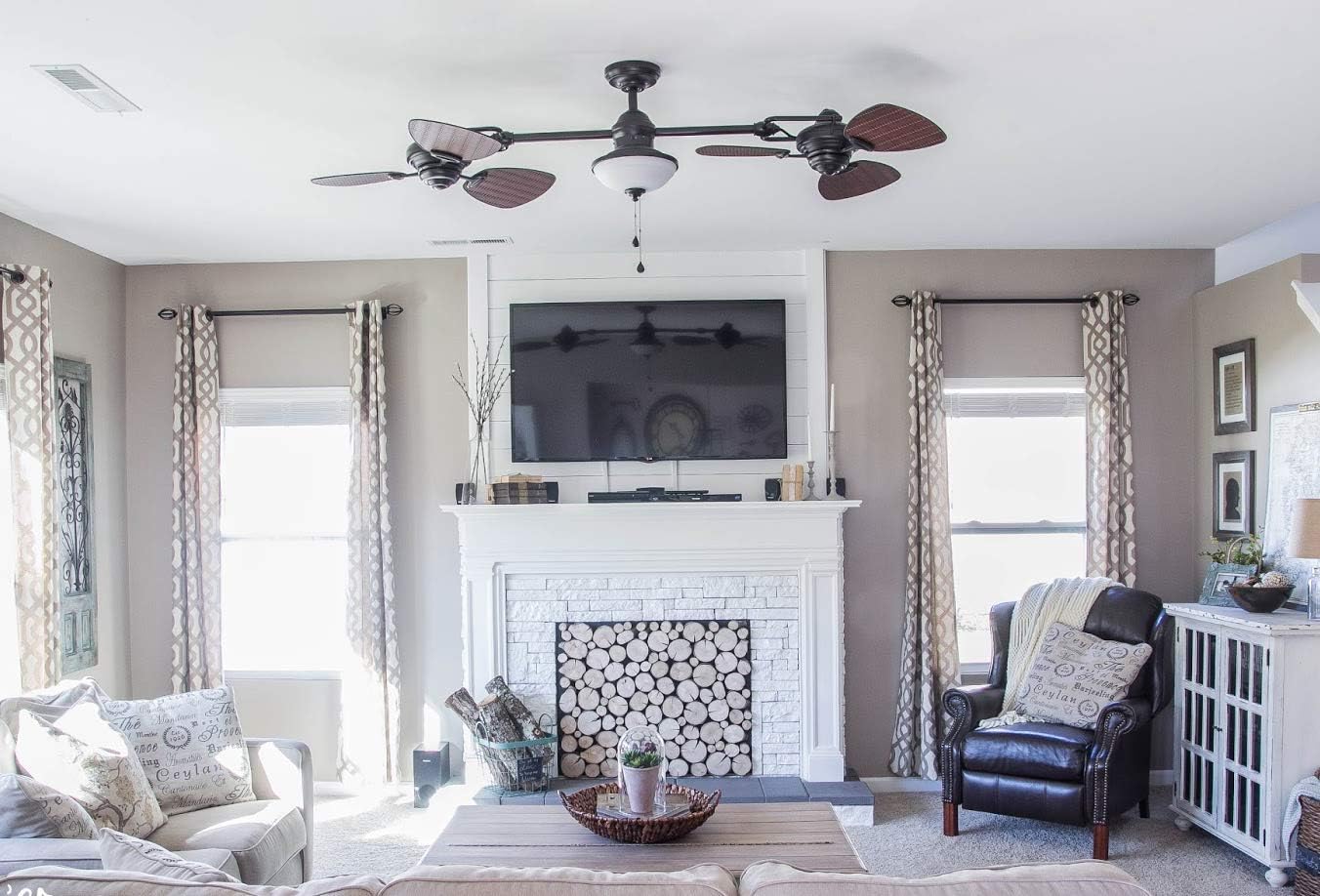 Harbor Breeze Twin Breeze Ii 74-in Oil-rubbed Bronze Outdoor Downrod Ceiling Fan