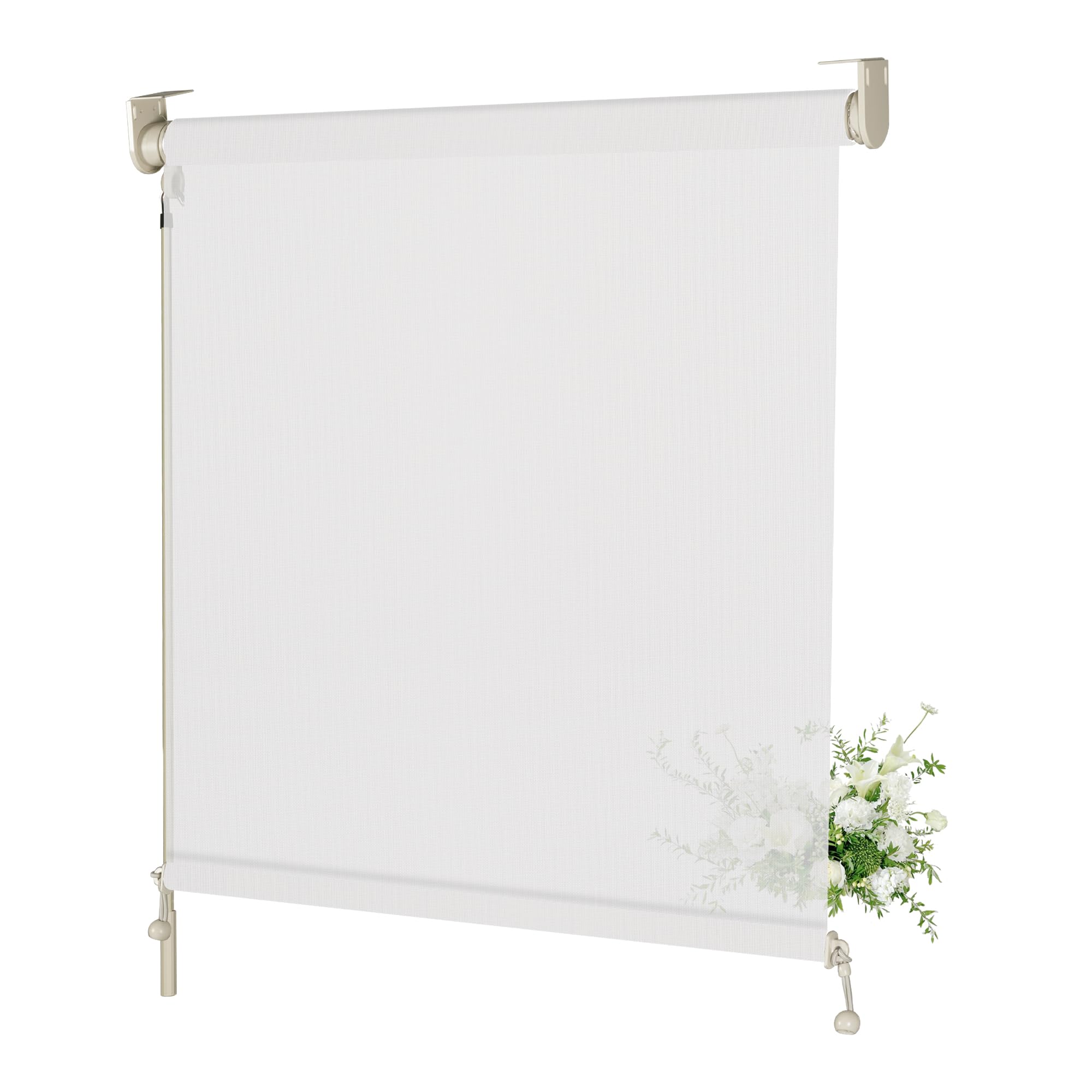 Doing-X Outdoor Roller Shade for Patio Shades Roll up Exterior Blinds Cordless Wand Operation Privacy Screen Hand cranking Roller Shades for Porch