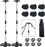 Vista 1 de Paquete de 2 postes de soporte para cubierta de barco con base de goma antideslizante y correa, sistema de soporte para cubierta de barco