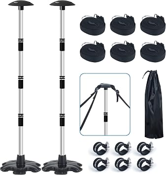 Boat Cover Support Poles Stand 2 Pack with Anti-Slip Rubber Base and Strap, Aluminum Boat Cover Support System Adjustable Height at Will from 22.6 to 58 - Black