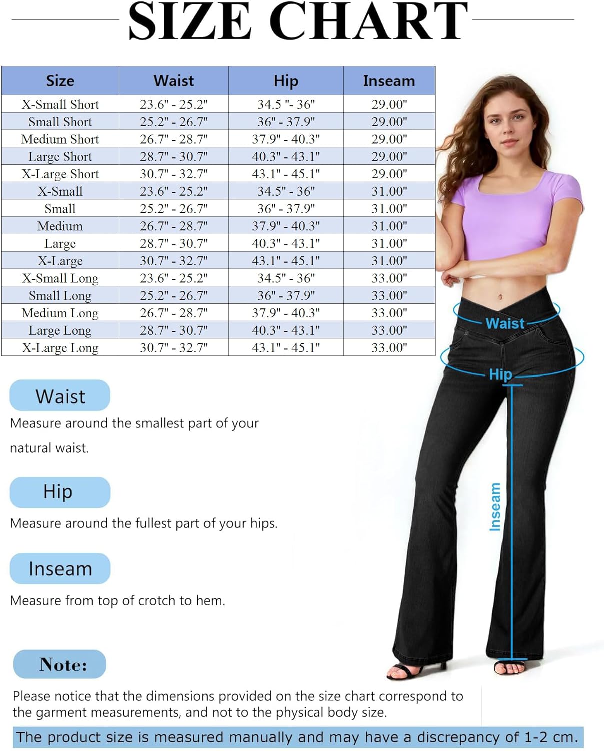 BlueRose Flare Jean Leggings for Women,Bell Bottom Jeans for Women Knit Crossover High Waisted Bootcut Jean