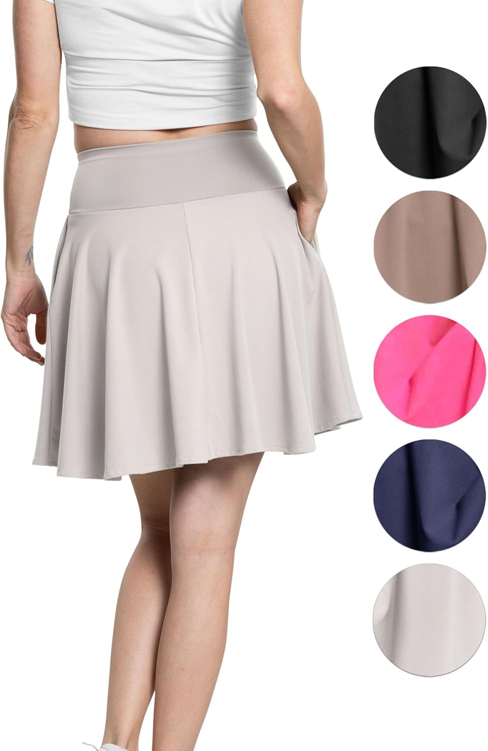 STRETCH IS COMFORT Women’s and Plus Ultra Flex High Waist Tennis Skirt with Pockets and Built in Shorts | XS-5XL