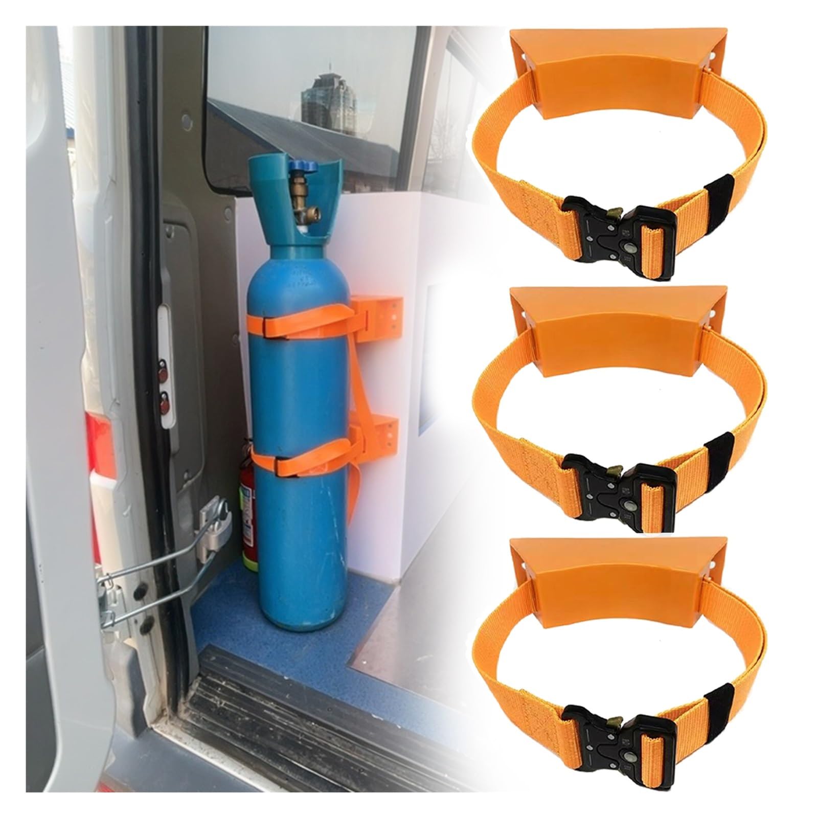 Soporte de pared para cilindro de gas, soporte para botellas de propano con correa segura ajustable, montaje en tanque para camping, barbacoa, caravana (paquete de 3)