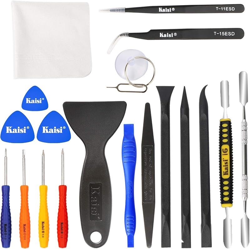 Kaisi Professional Electronics Kit de reparación de herramientas de palanca de apertura Spudger de metal | Espátulas de nailon no abrasivas y pinzas antiestáticas para teléfonos celulares, iPhone, portátiles, tabletas y más, 20 piezas
