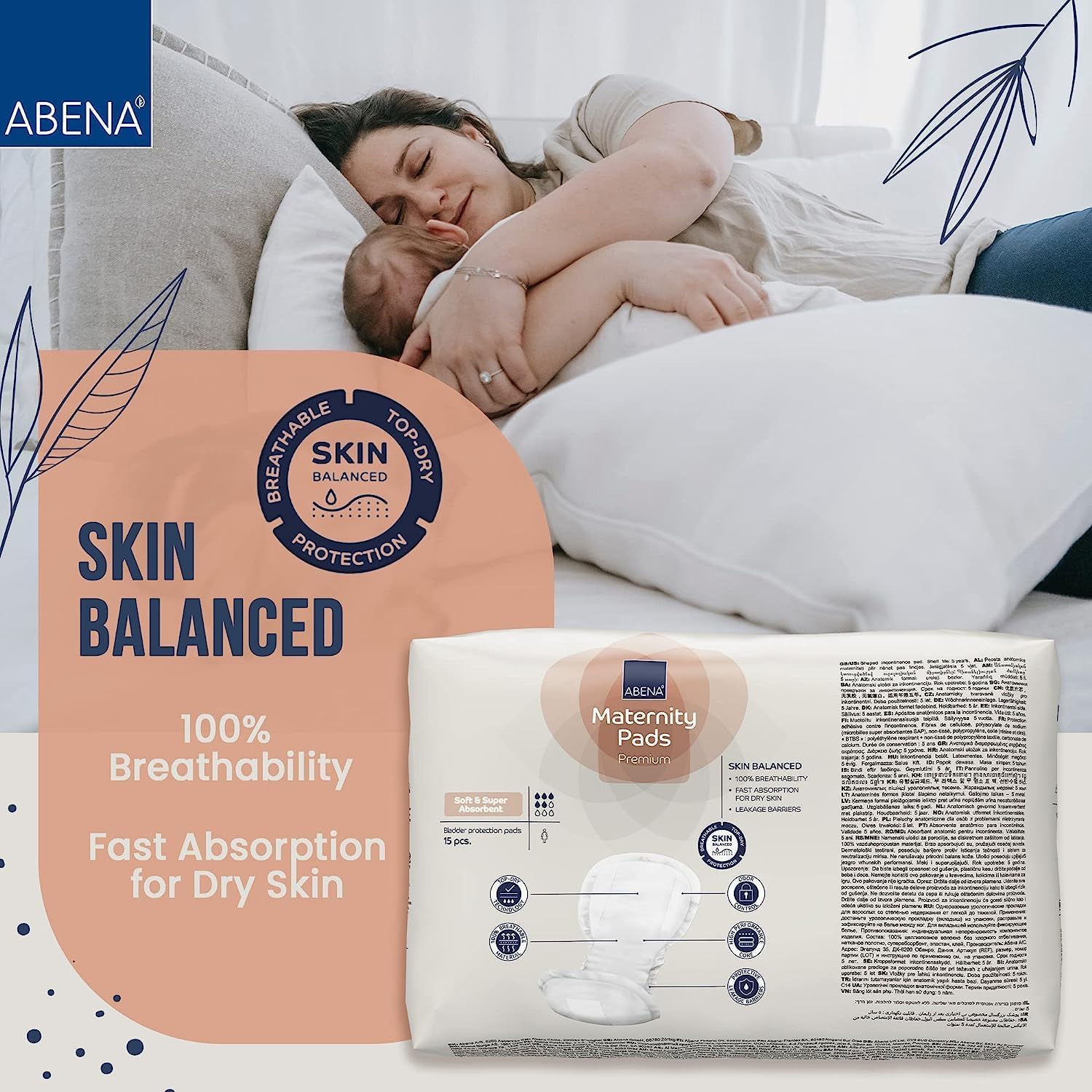 Abena Premium Maternity Pads, Super Absorption, 14 Count