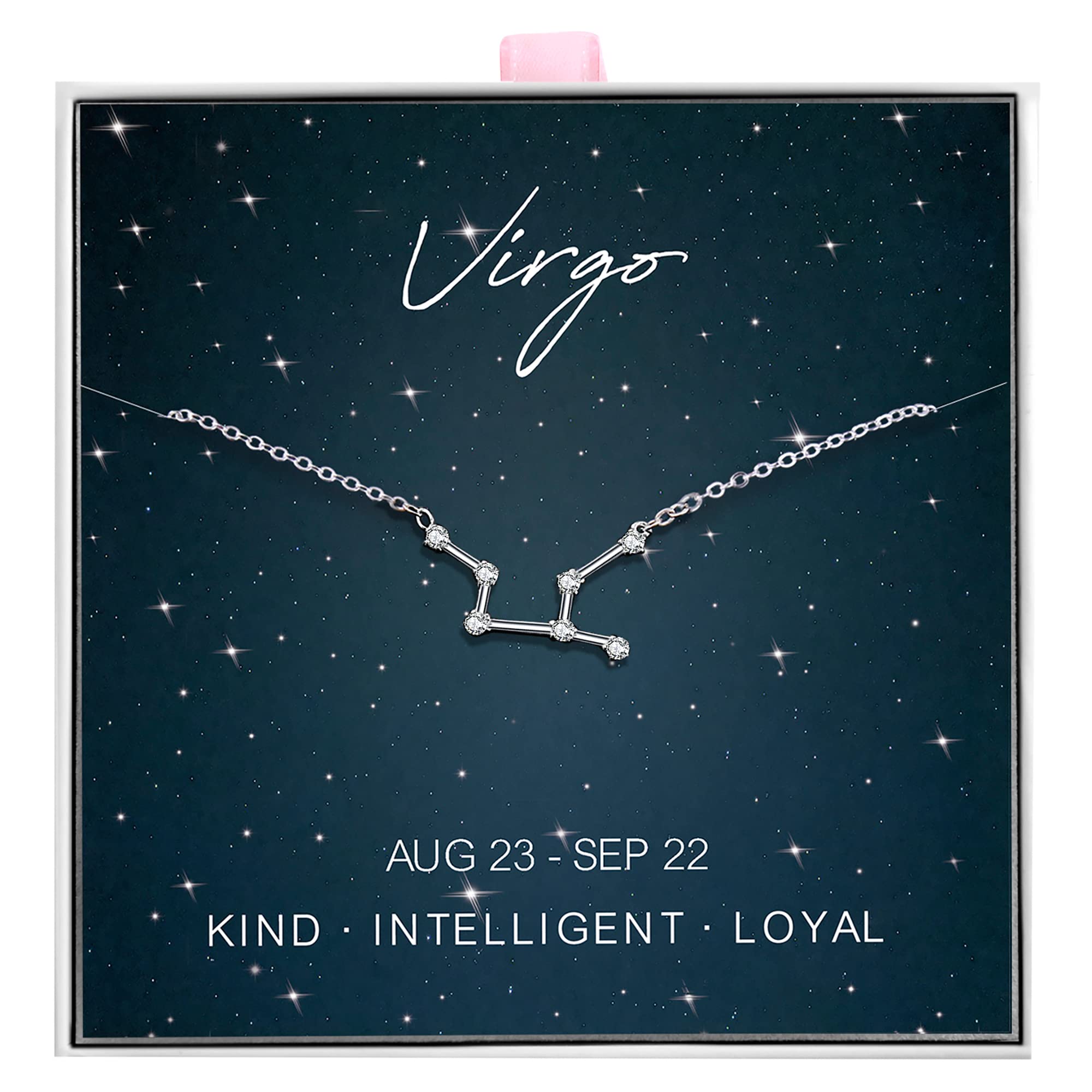 ALoveSoul925 Sterling Silver Constellation Horoscope Zodiac Necklace, Gift for Women Girls