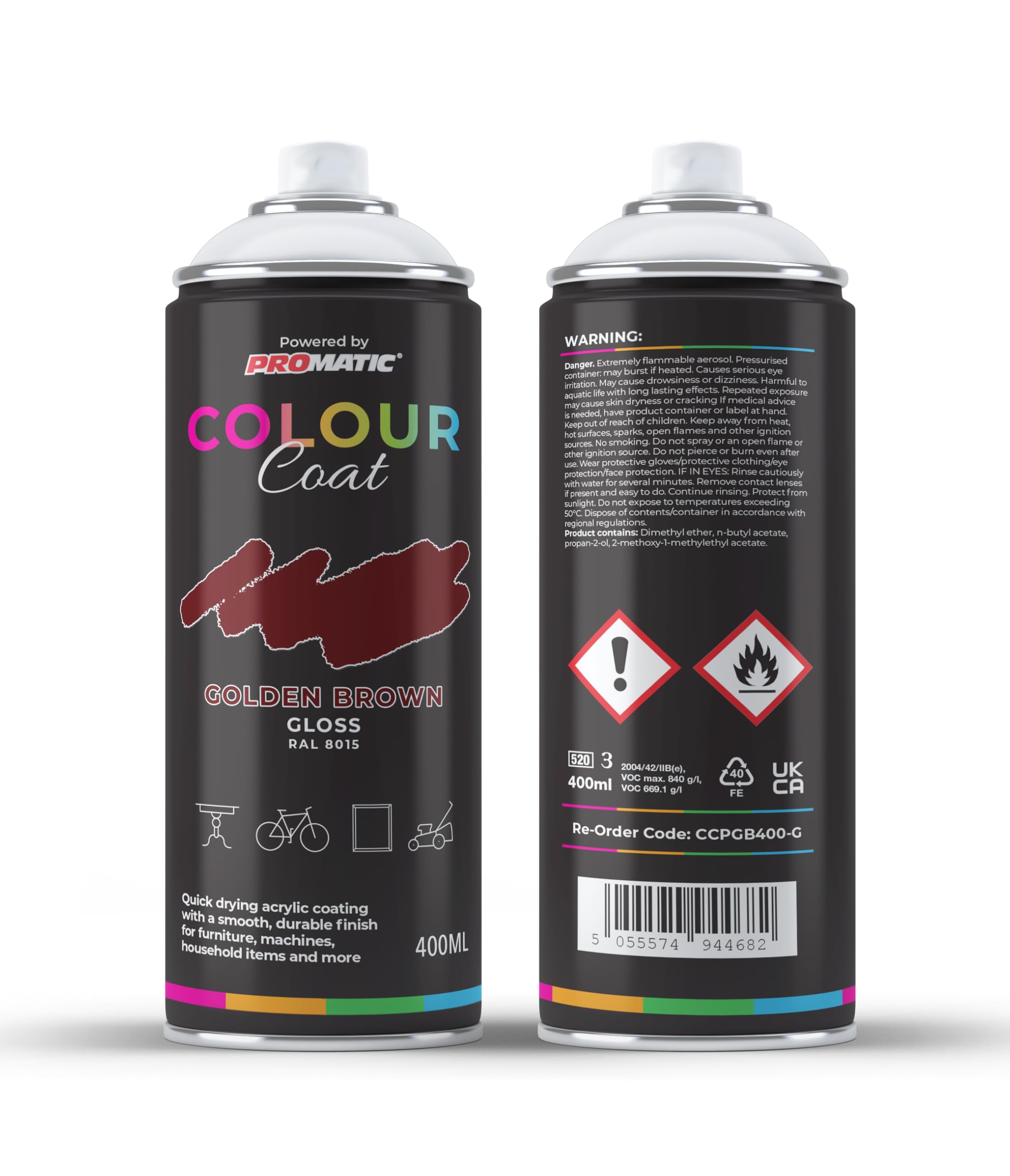 Colour Coat Golden Chestnut Brown Gloss Pro-Matic Ral 8015 Aerosol Spray Paint 400Ml (1)