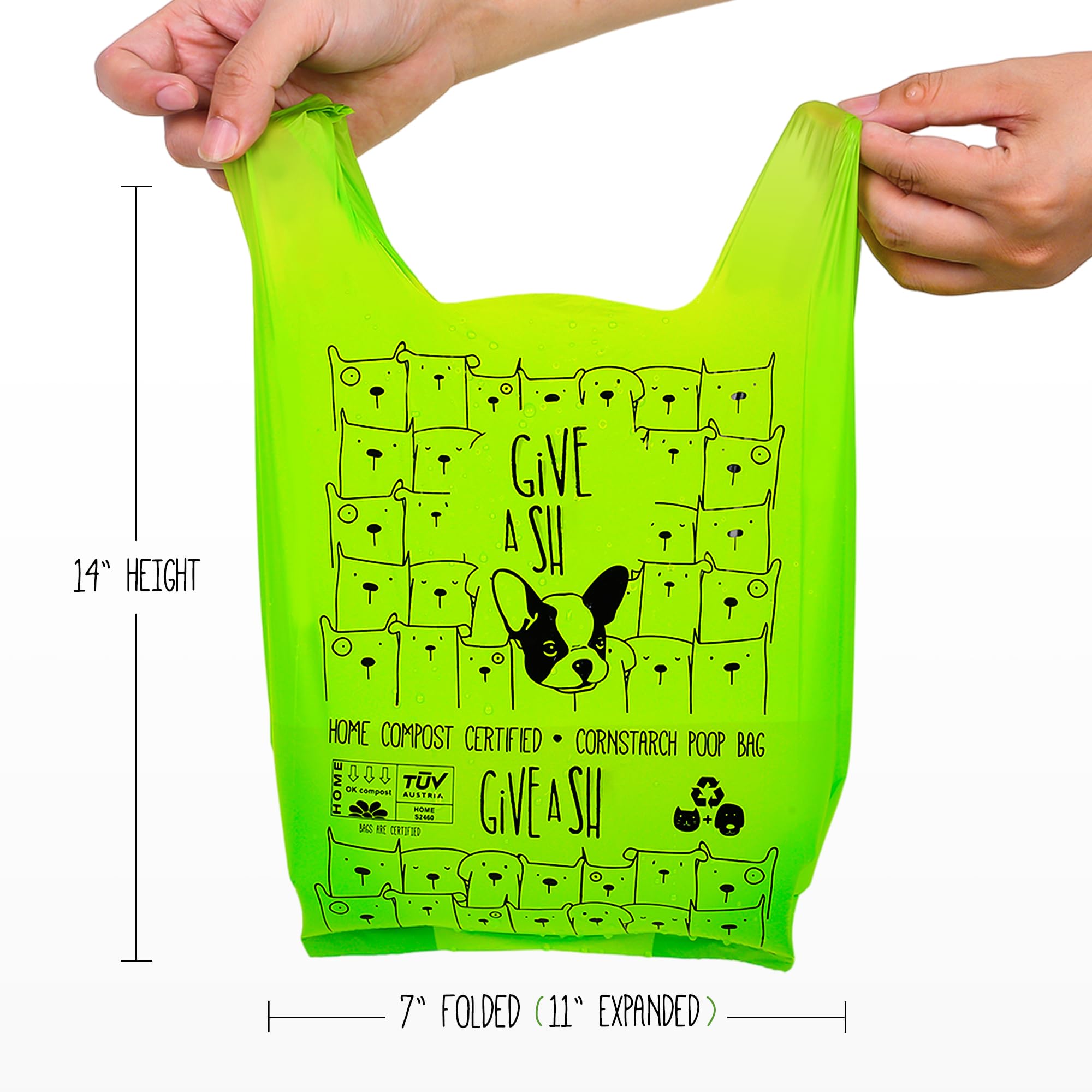 Bolsas compostables para excrementos de perro 100% certificadas para el hogar con asas – 10% a la caridad – Bolsas grandes para excrementos de perro compatibles con ASTM D6400 y EN 13432 – 240 bolsas