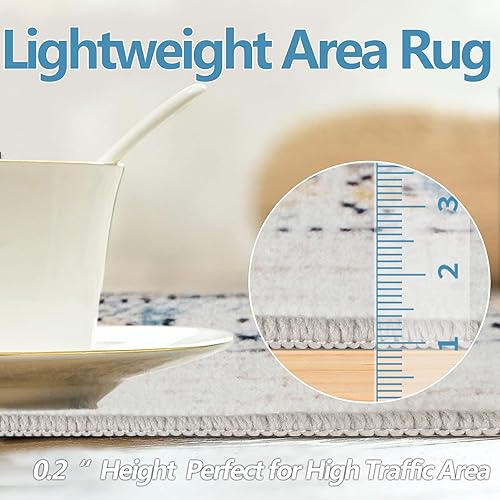 Miniatura 24 de Homcomoda Alfombra de área pequeña de 3 x 5 pies, antideslizante, lavable para entrada, alfombra de entrada de pelo bajo, alfombras vintage