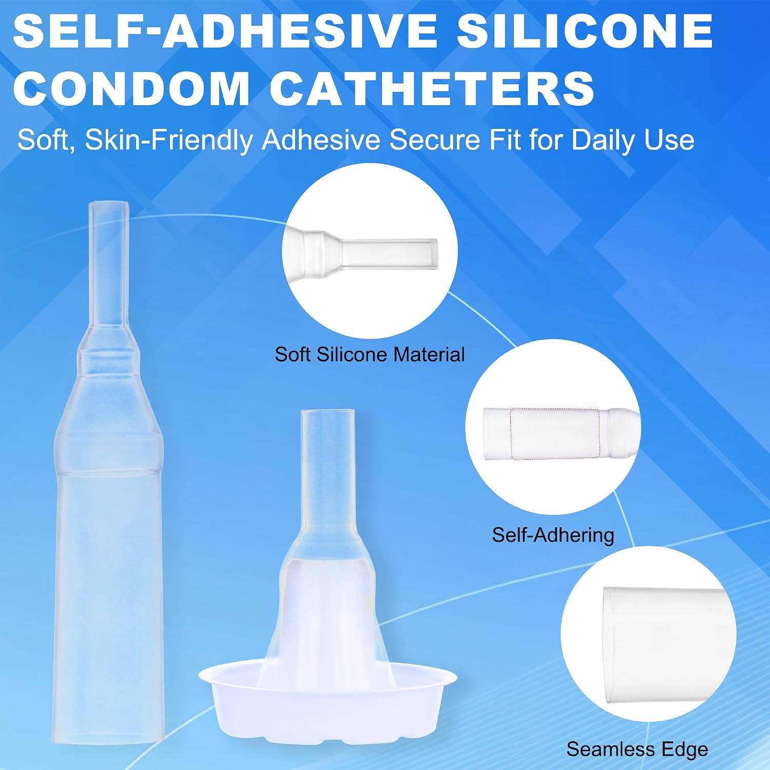 Condom Catheters for Elderly Men Age 80,10 Pcs External Catheter Self-Seal Set,24/7 Disposable Use with Secure Fit(0.98 In/25mm)
