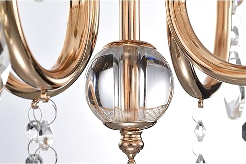 Miniatura 4 de Warehouse of Tiffany Lucilia - Lámpara de araña iluminada de cristal Pandent de 18 pulgadas, estilo moderno y glamuroso, acabado dorado, 4 luces