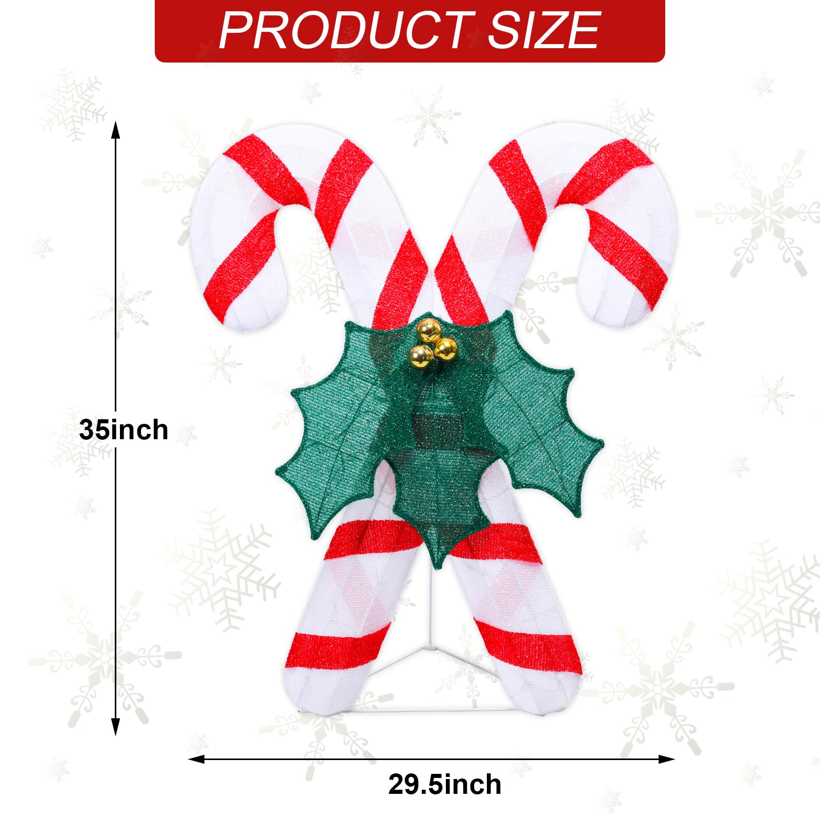 Vipush Decoración navideña iluminada para exteriores, caramelo de bastón preiluminado de 3 pies para césped 3D con luces cálidas, exhibiciones navideñas iluminadas al aire libre para decoración de