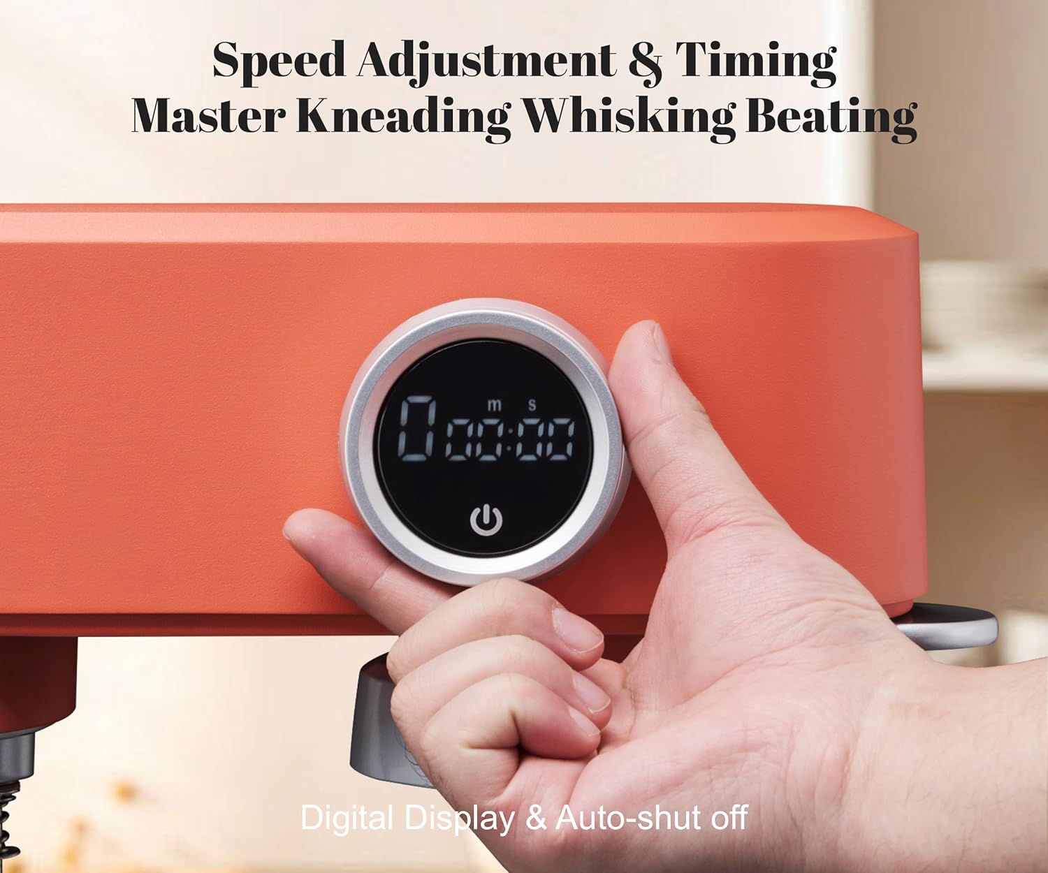 All-Metal Stand Mixer 5.3-Quart - Professional Kitchen Electric Food Mixer with Stainless Steel Mixing Bowl & Attachments for Baking, Dough & Cake, 8-Speed Control & Timer (Orange)