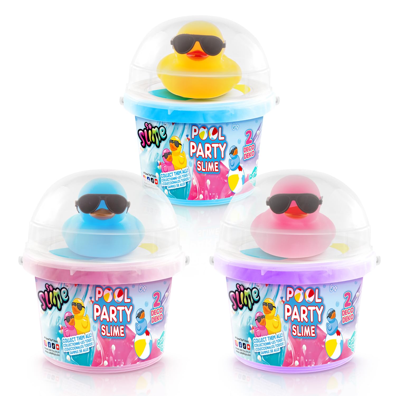 Canal Toys So Slime Ducky Pool Party Bucket | Stretchy Sensory Slime with Duck Figure & Decorations | Slime Toy for Kids | 3 Styles to Collect | Age 6+
