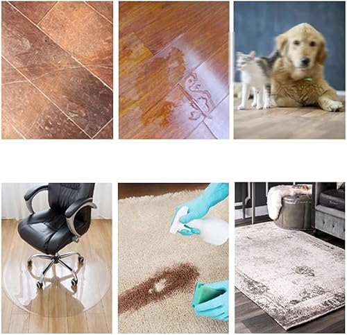 Miniatura 7 de Tapete redondo transparente para silla de piso de madera dura, antideslizante, tapete para silla de oficina, 0.059 in, protector de suelos de madera