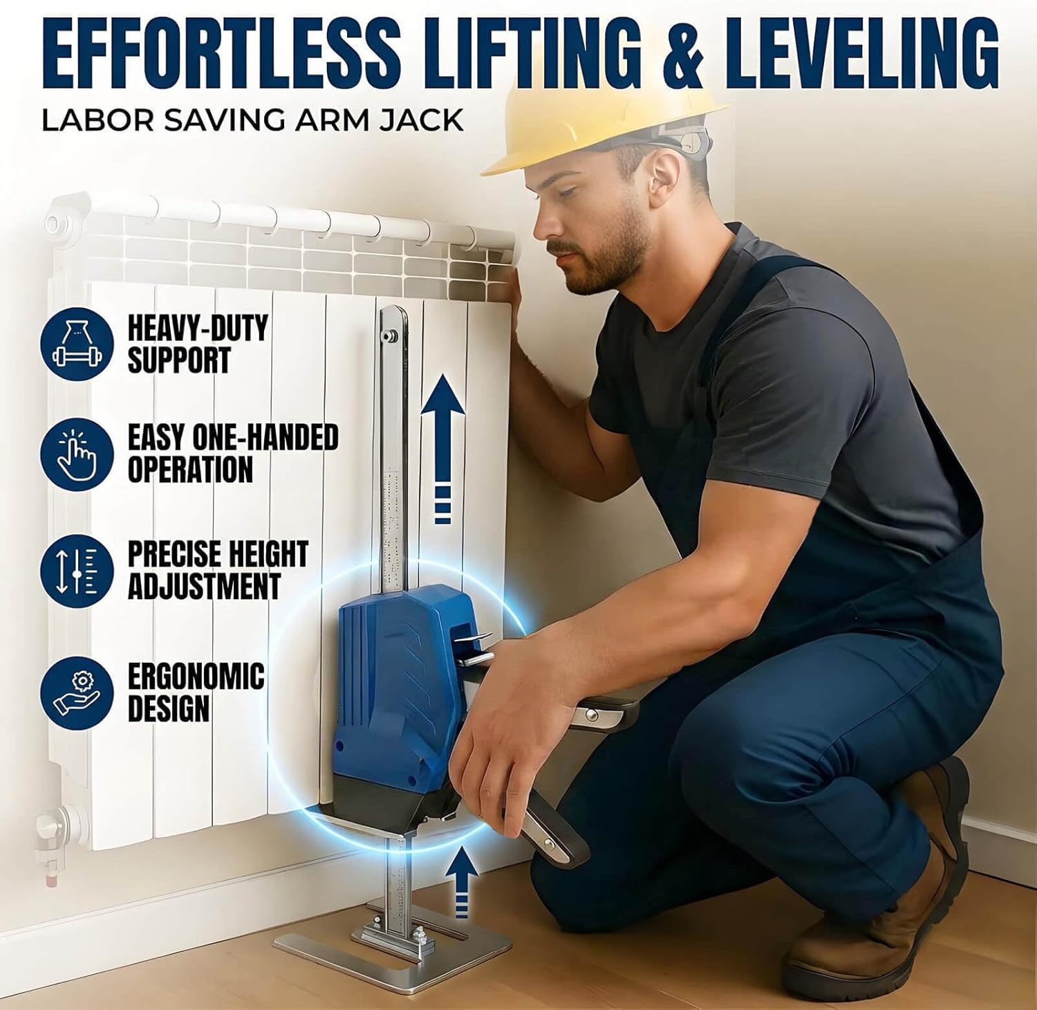 2 Pack Labor Saving Jack, Upgraded Furniture Lift with Debris-Proof Shield, Dual Release Mode (Step & Fast), 440lbs Capacity, 8.27" Lifting Height, for Home Repair, Door, Tile & DIY Project
