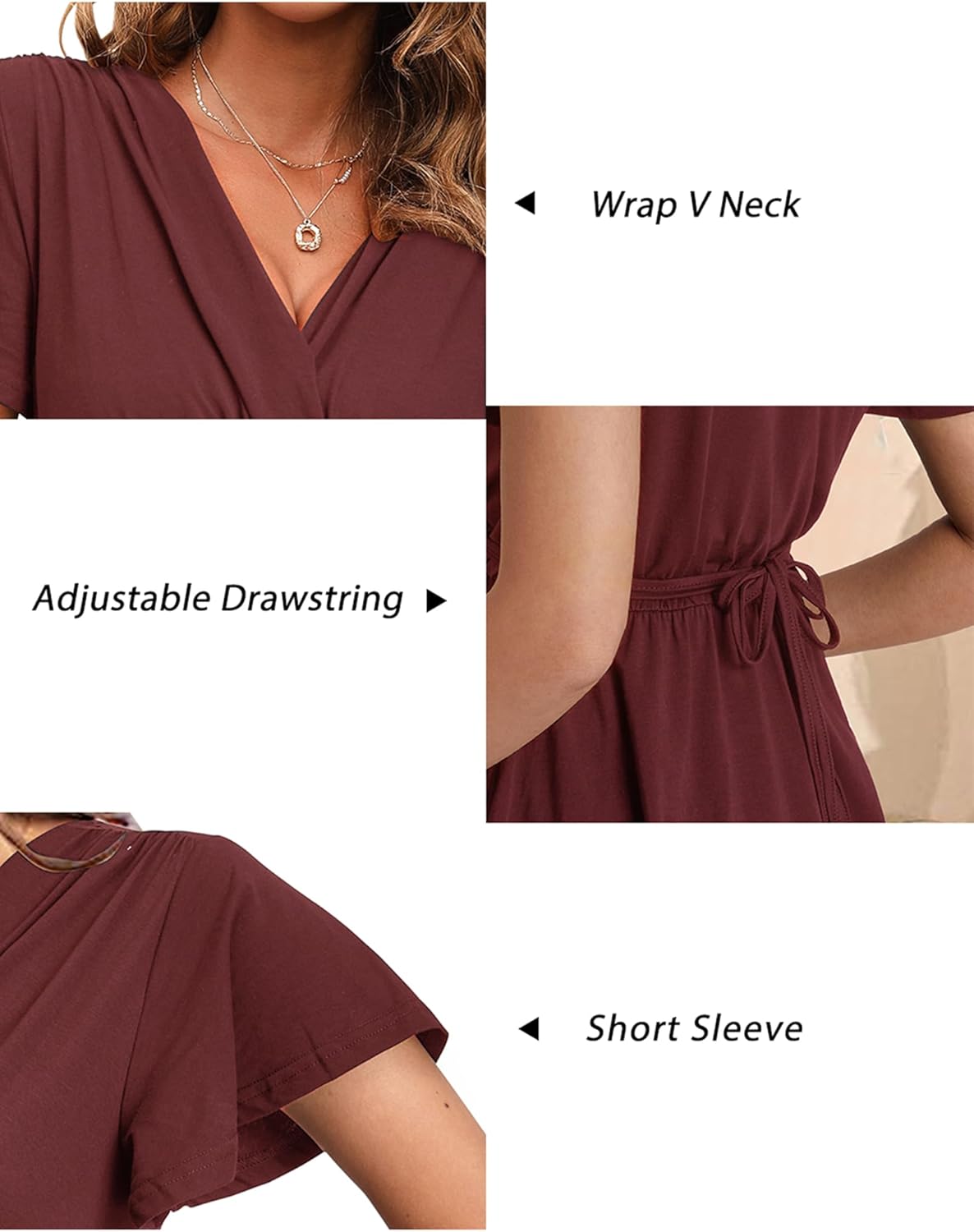 OUGES 2025 Womens Maternity Nursing Tops/Shirts Short Sleeve Wrap V Neck Tie Back Maternity Clothes