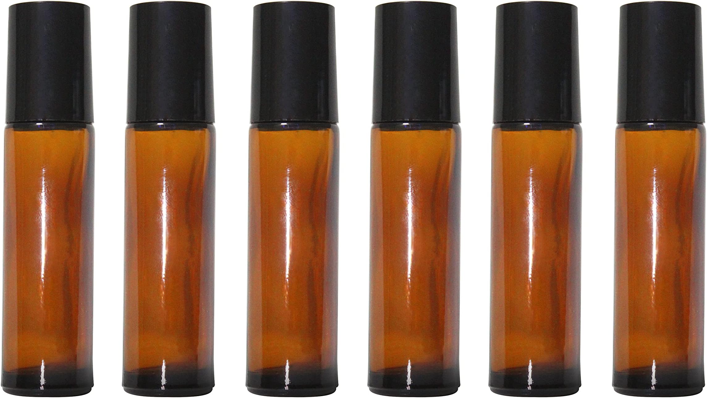 nsb herbals Empty Amber Glass Roll On Bottles (10 ml) with Black Cap for Essential Oils, Perfumes | Refillable Reusable & Eco- Friendly Leakproof Bottle (PACK OF 6)