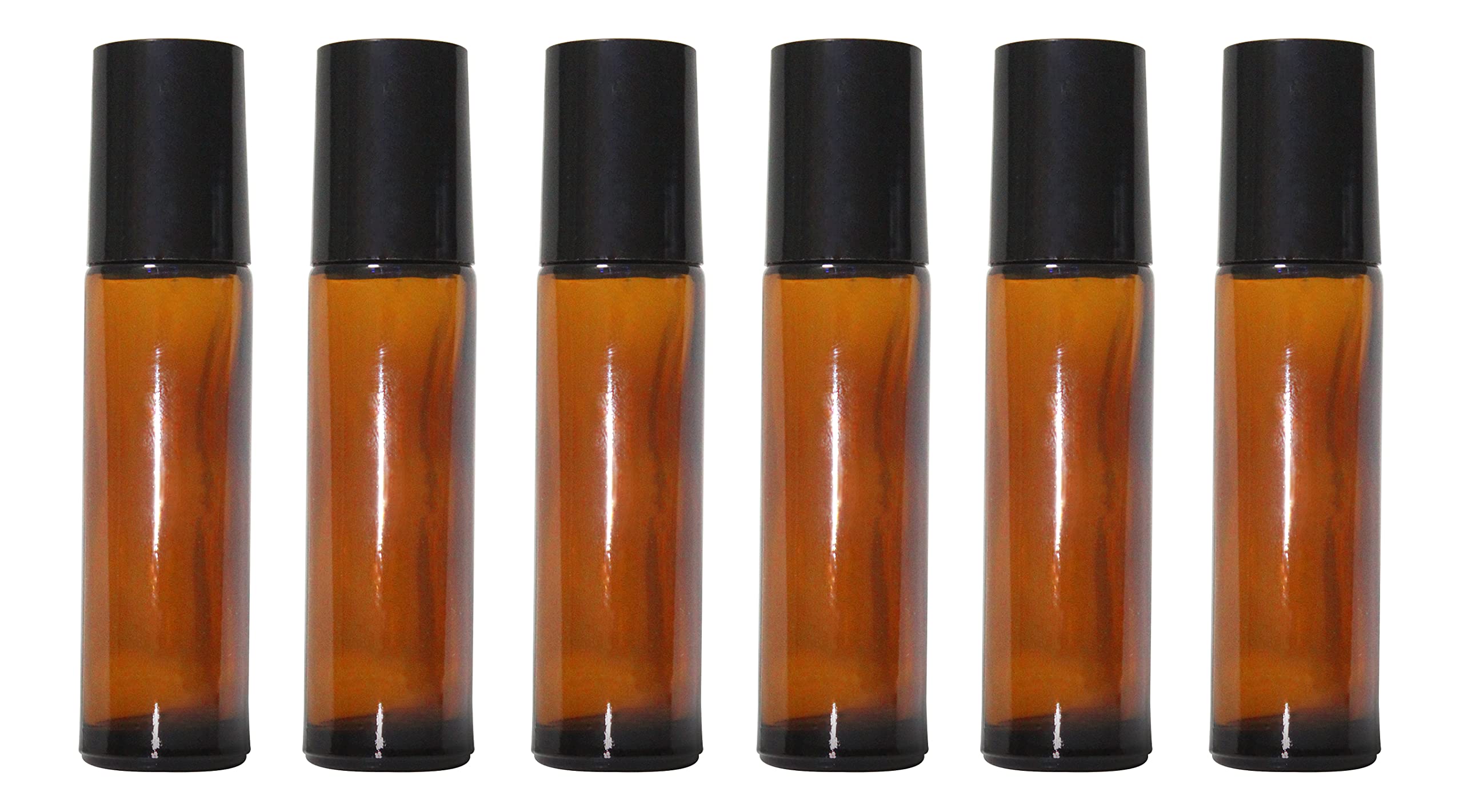 nsb herbals Empty Amber Glass Roll On Bottles (10 ml) with Black Cap for Essential Oils, Perfumes | Refillable Reusable & Eco- Friendly Leakproof Bottle (PACK OF 6)