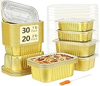 Vista 9 de LNYZQUS Sartenes de aluminio pequeños de 1 libra con tapas, paquete de 30 latas de aluminio de 16 onzas para hornear, recipientes sobrantes